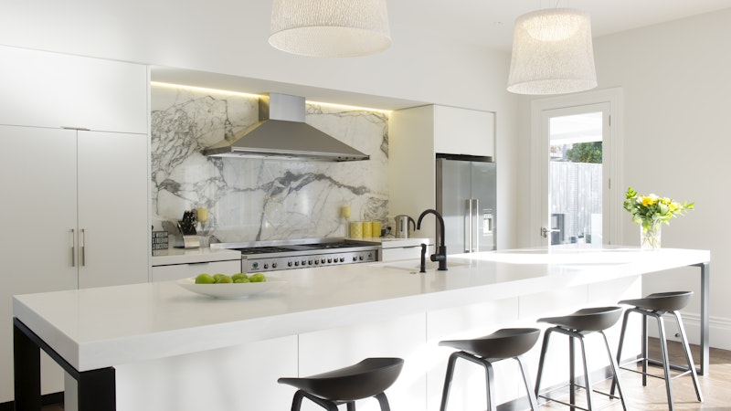 This Resene kitchen by Trinity Design features Resene Quarter Sea Fog